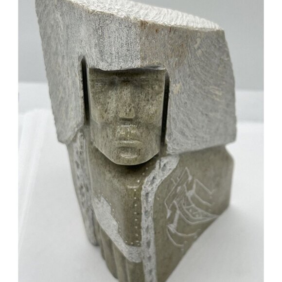 Signed Alabaster Native American Navajo Indian Sculpture Signed by J. KIEN - Picture 3 of 10